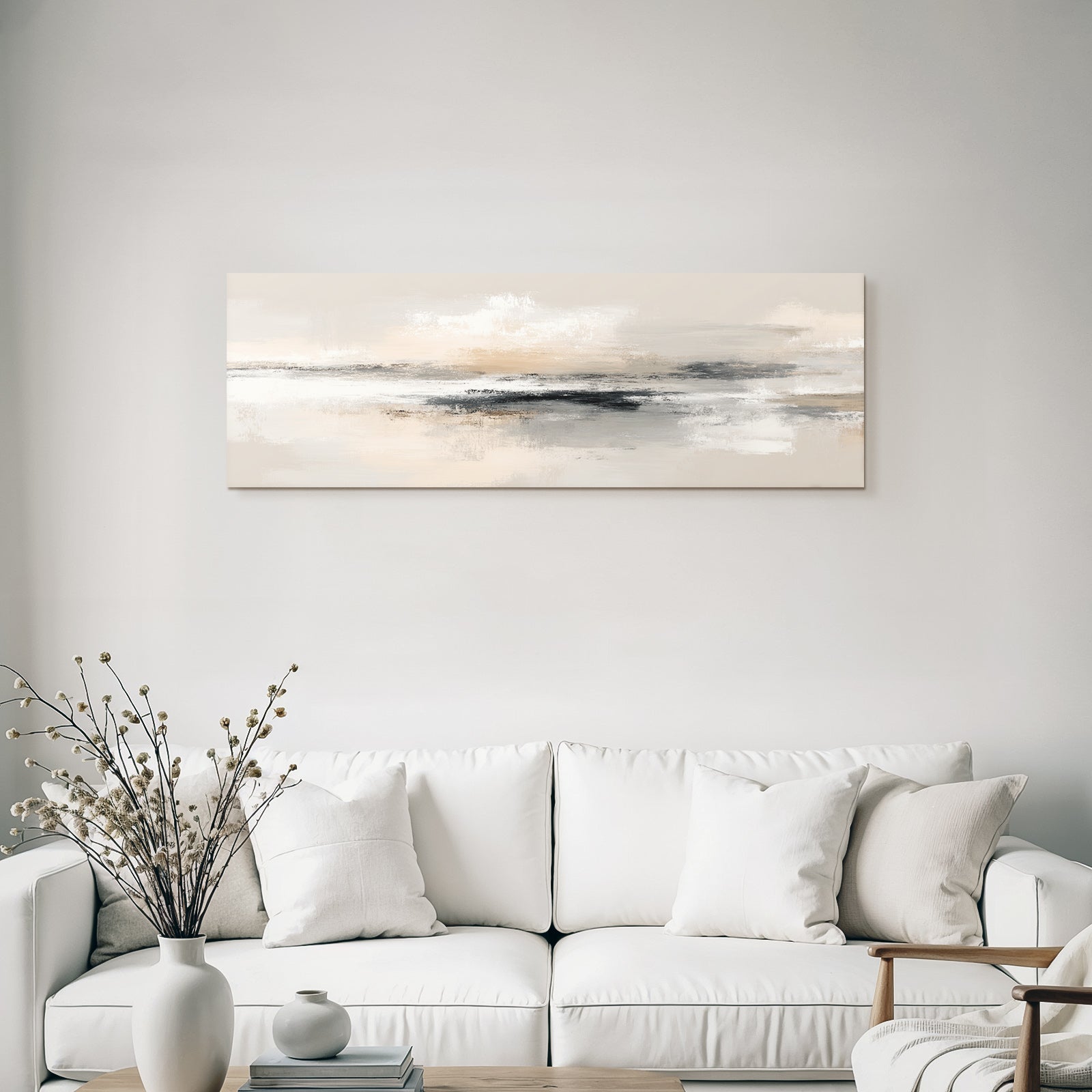 Abstrakte Kunst Sanfte Farben Beige Grau Pfirsich
