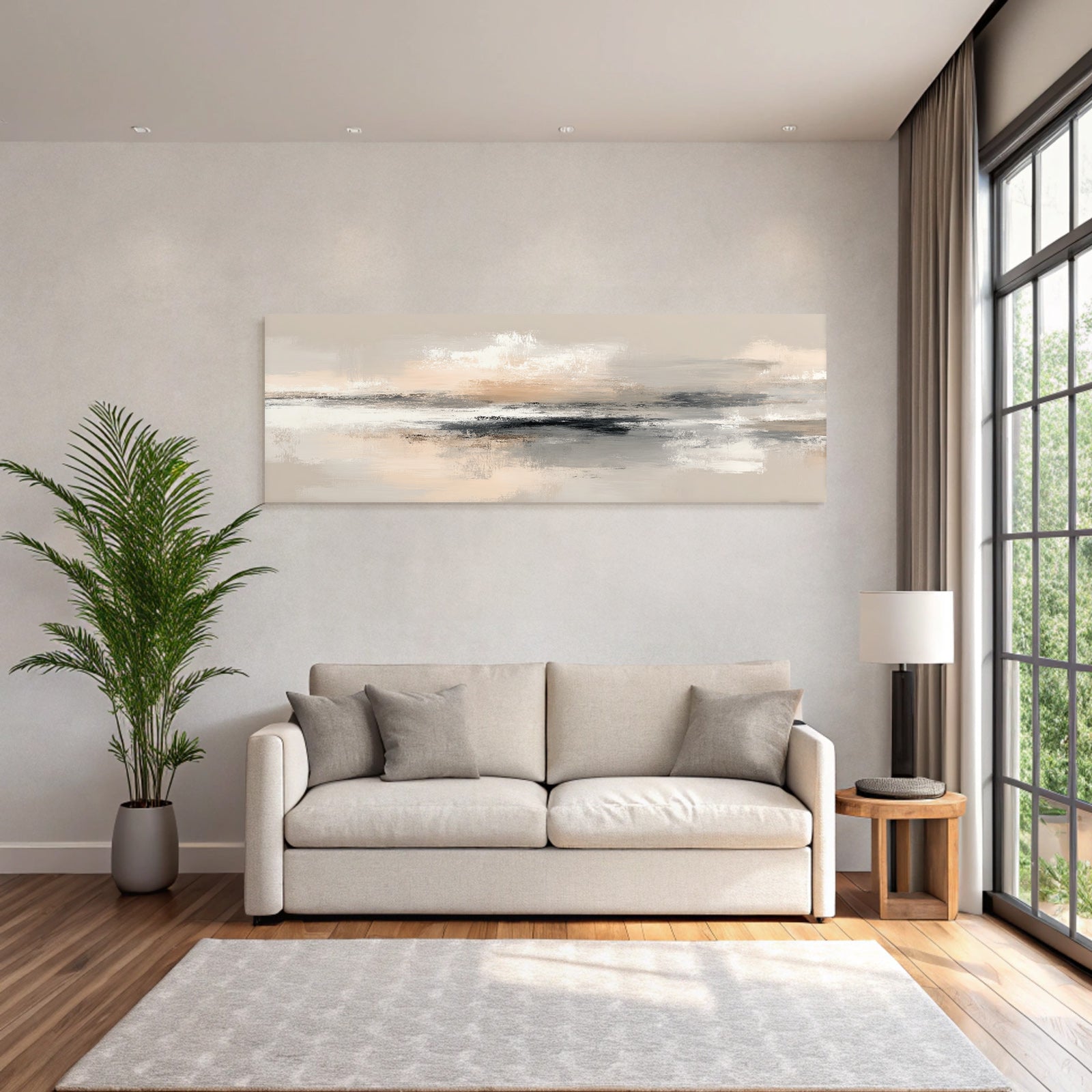 Abstrakte Kunst Sanfte Farben Beige Grau Pfirsich