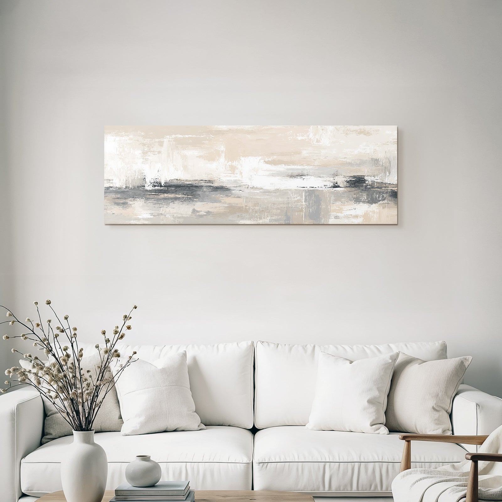 Abstract Art Soft Colors Beige Gray White