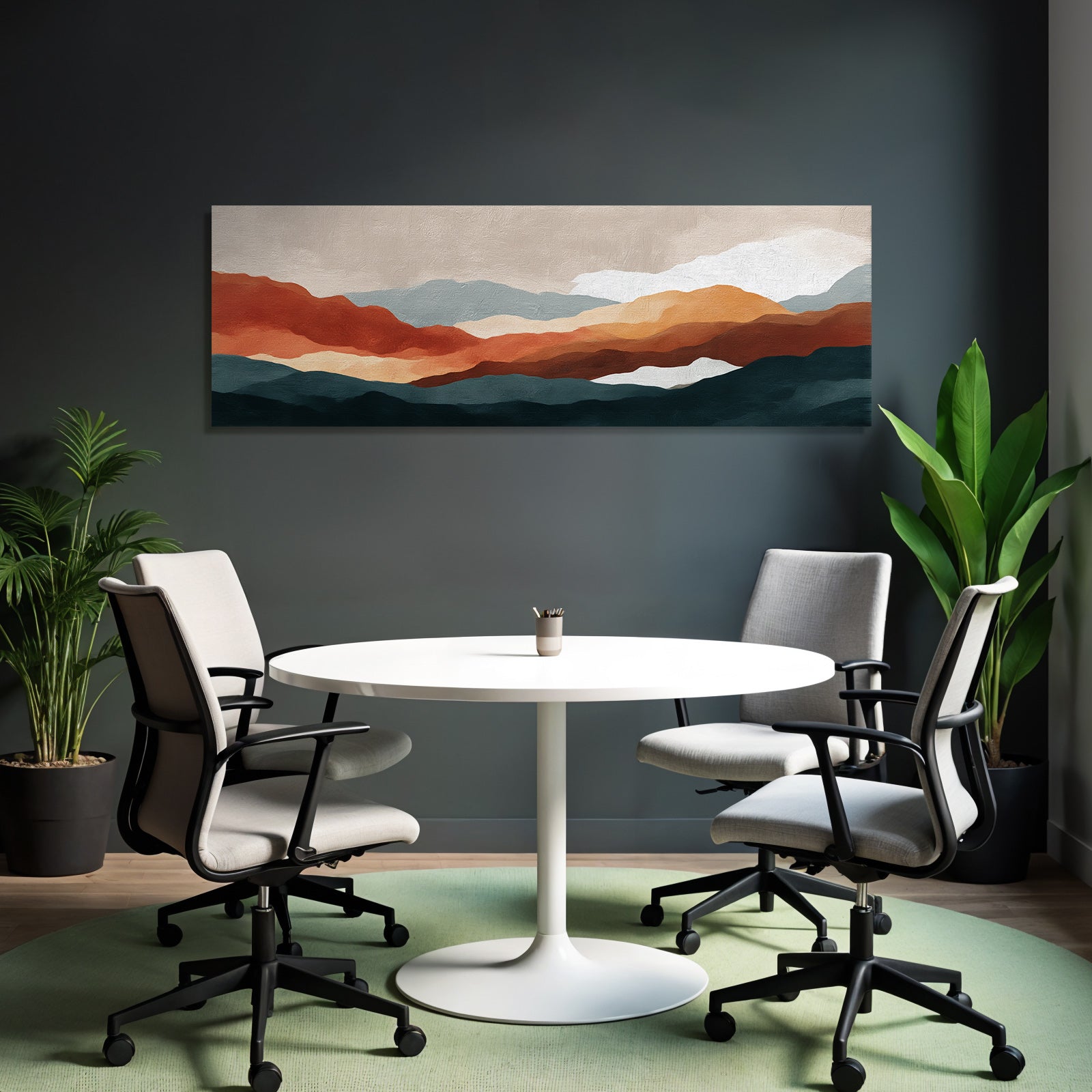 Abstract Landscape Painting Stylized Mountains Warm and Cool Colors