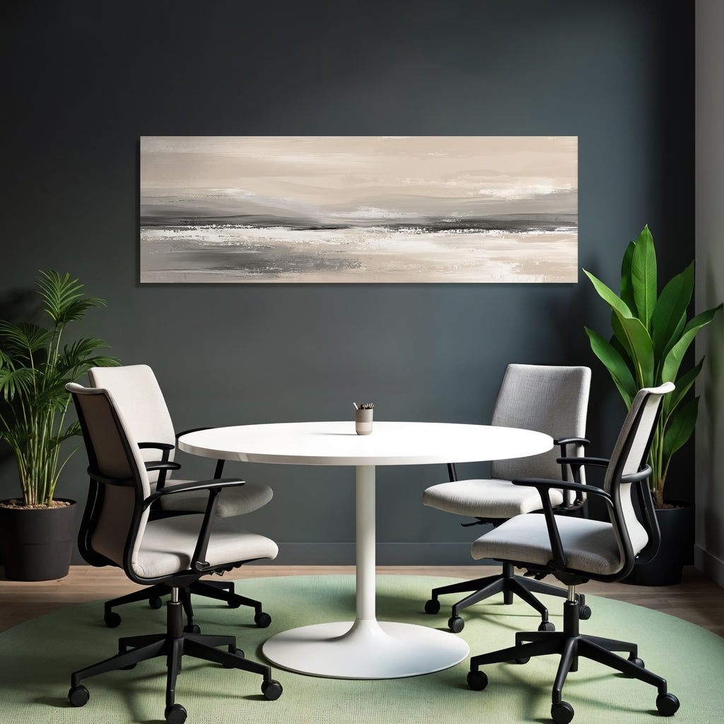 Abstrakte Landschaft Malerei Sanfte Farben Breite Striche Serene Szene Natur Inspiriert