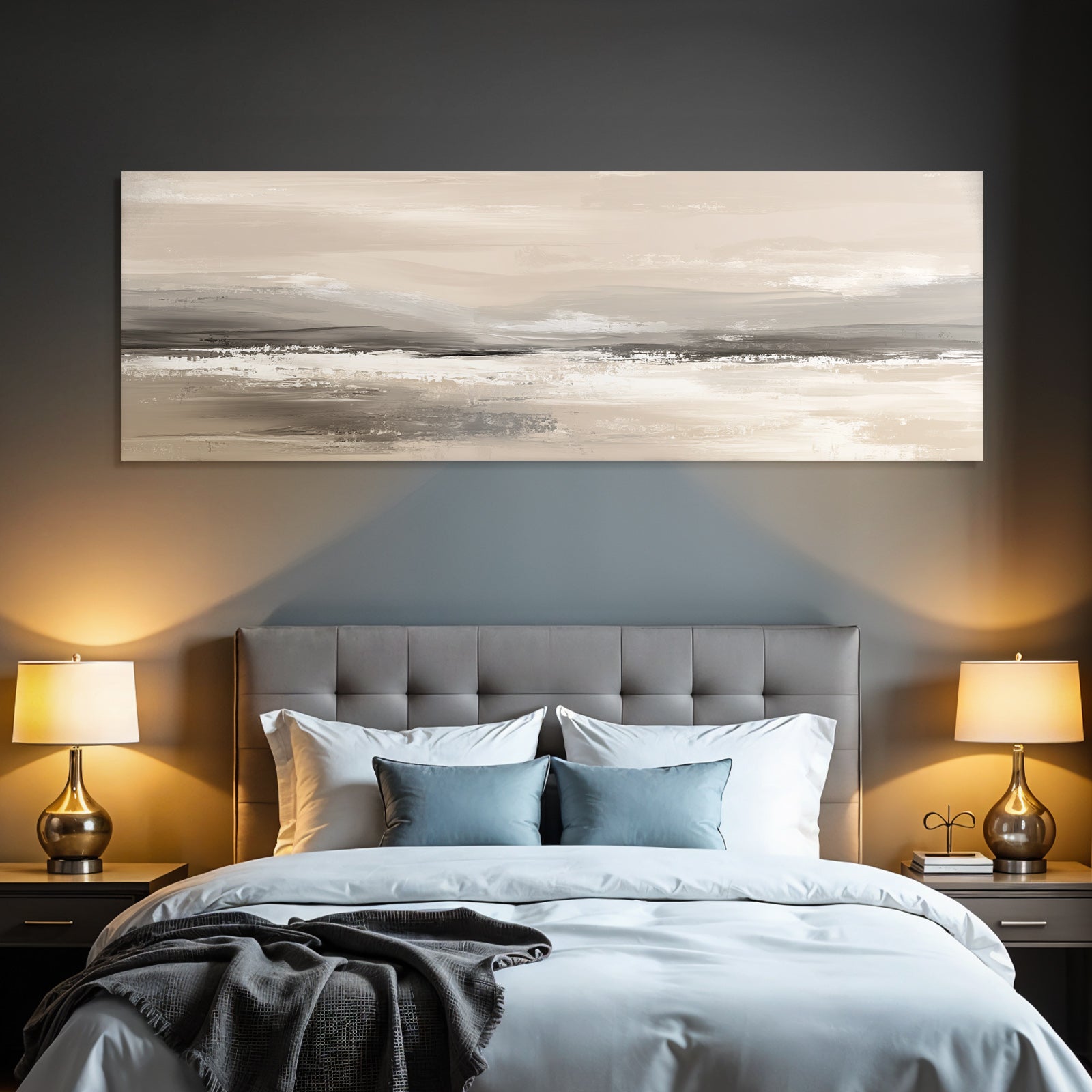 Abstrakte Landschaft Malerei Sanfte Farben Breite Striche Serene Szene Natur Inspiriert