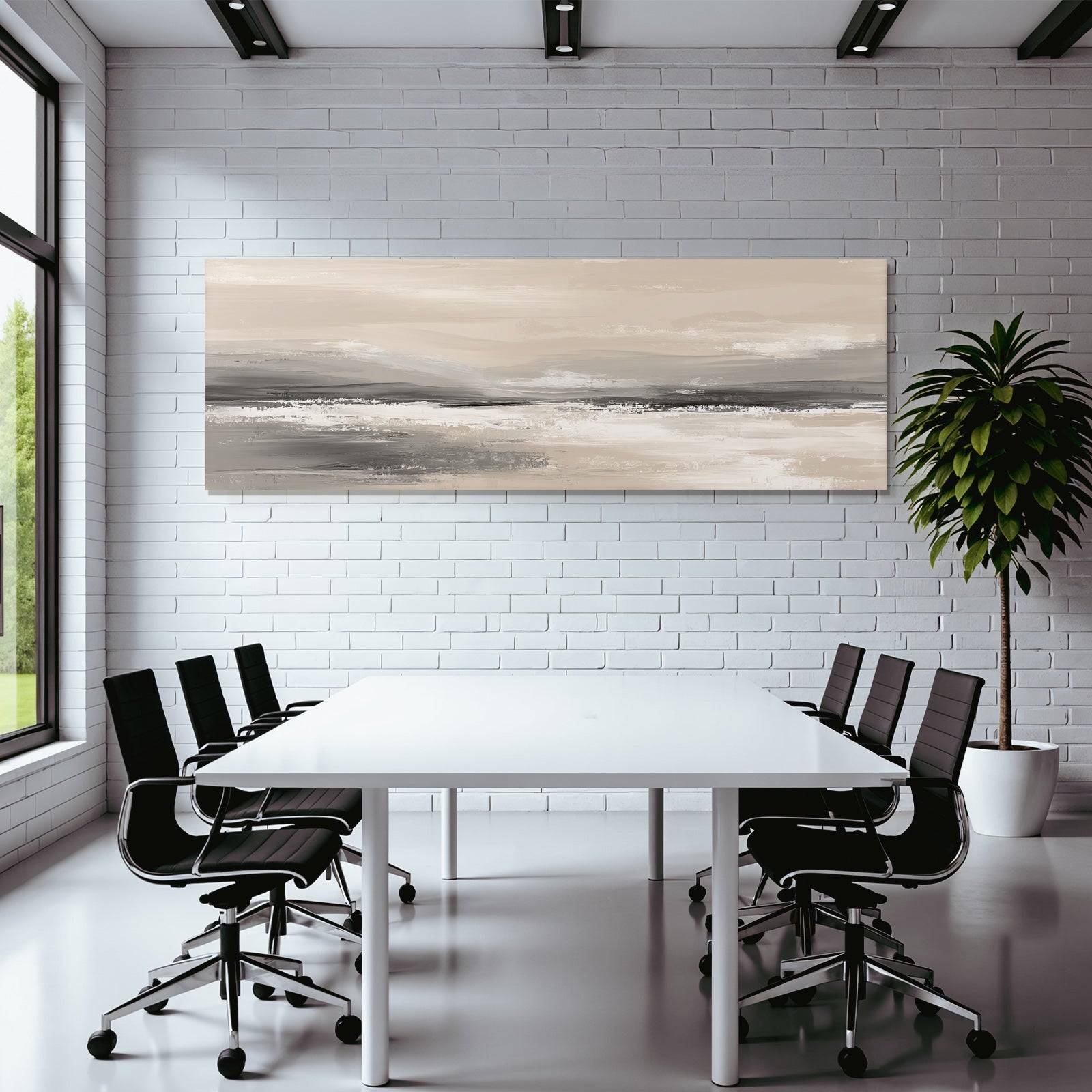 Abstrakte Landschaft Malerei Sanfte Farben Breite Striche Serene Szene Natur Inspiriert