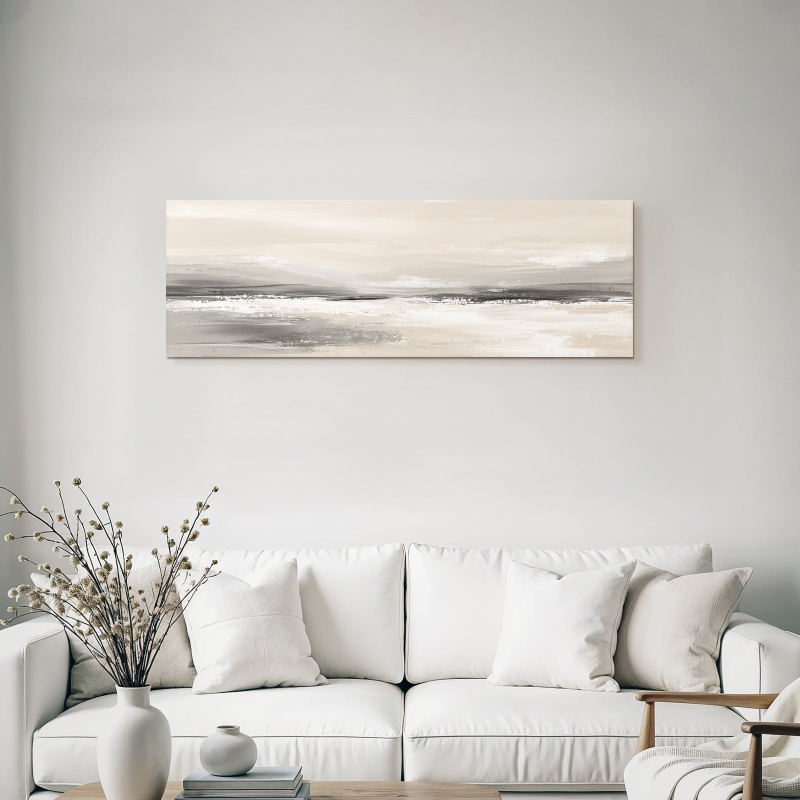 Abstrakte Landschaft Malerei Sanfte Farben Breite Striche Serene Szene Natur Inspiriert