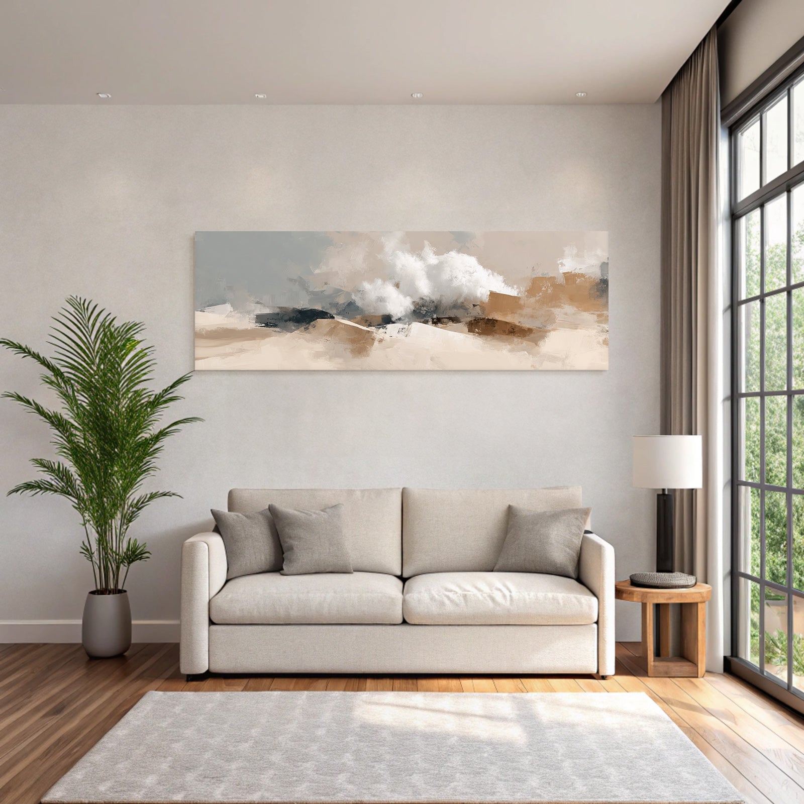 Abstract Landscape Painting Soft Colors Textured Brushwork