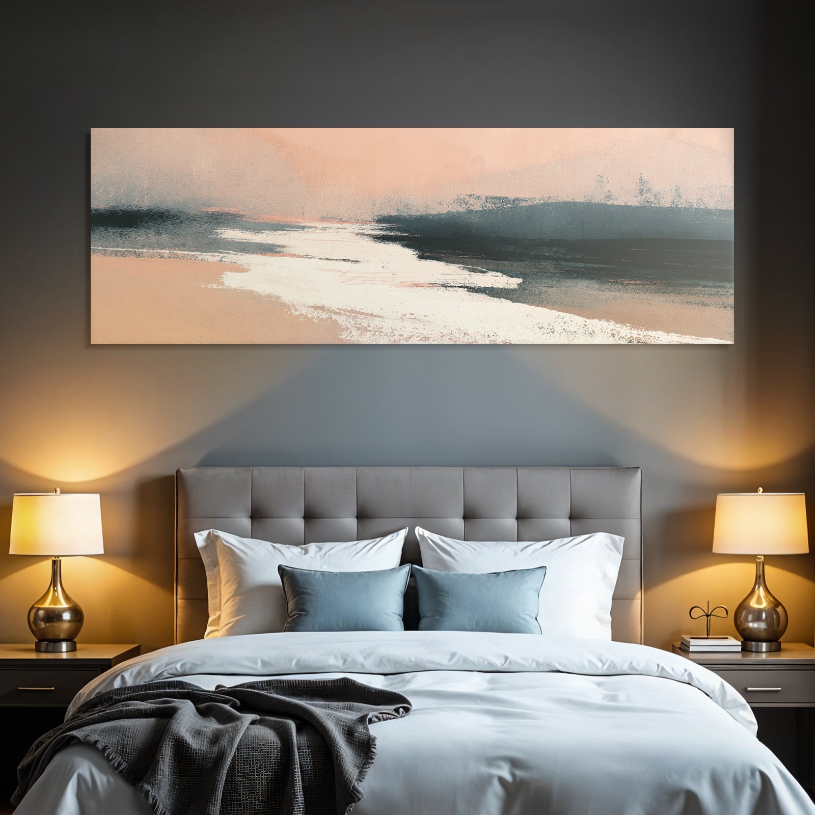 Abstract Landscape Soft Colors Peach Gray White