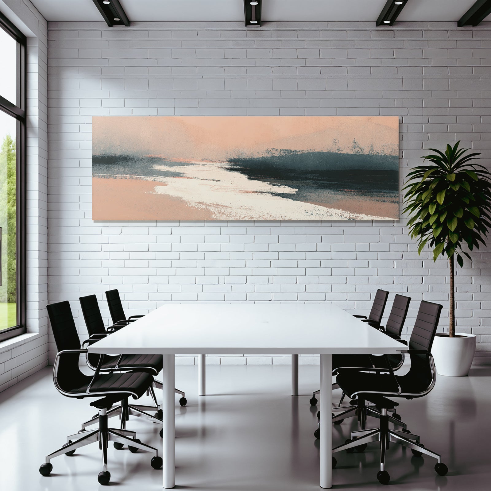 Abstract Landscape Soft Colors Peach Gray White