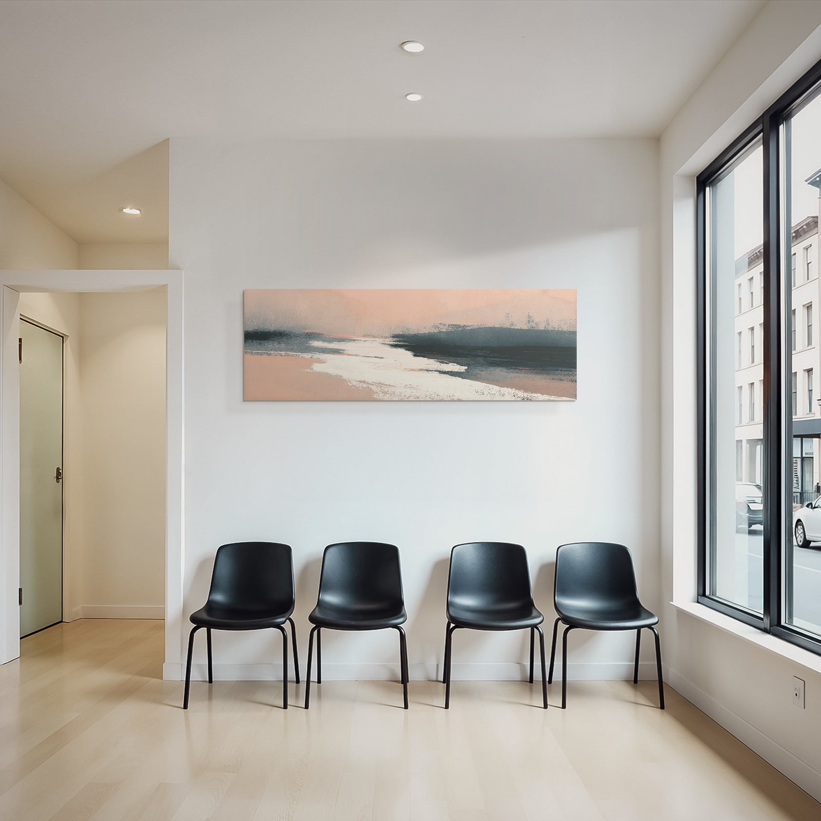 Abstract Landscape Soft Colors Peach Gray White