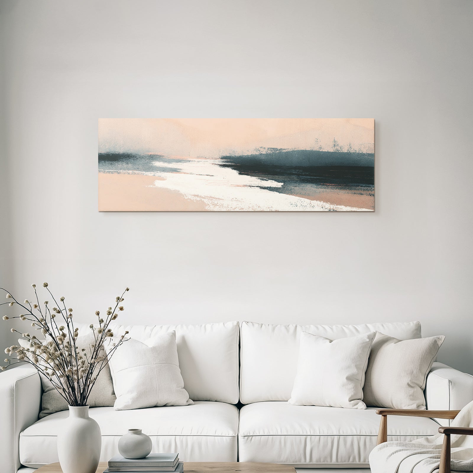 Abstract Landscape Soft Colors Peach Gray White