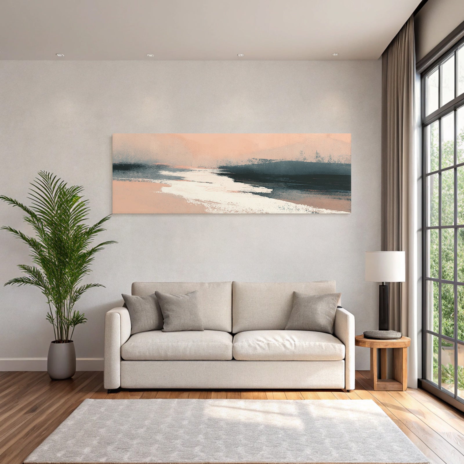 Abstract Landscape Soft Colors Peach Gray White