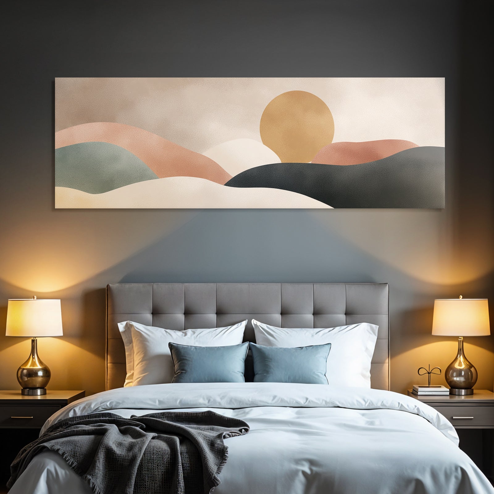 Abstract Landscape Rolling Hills and Sun
