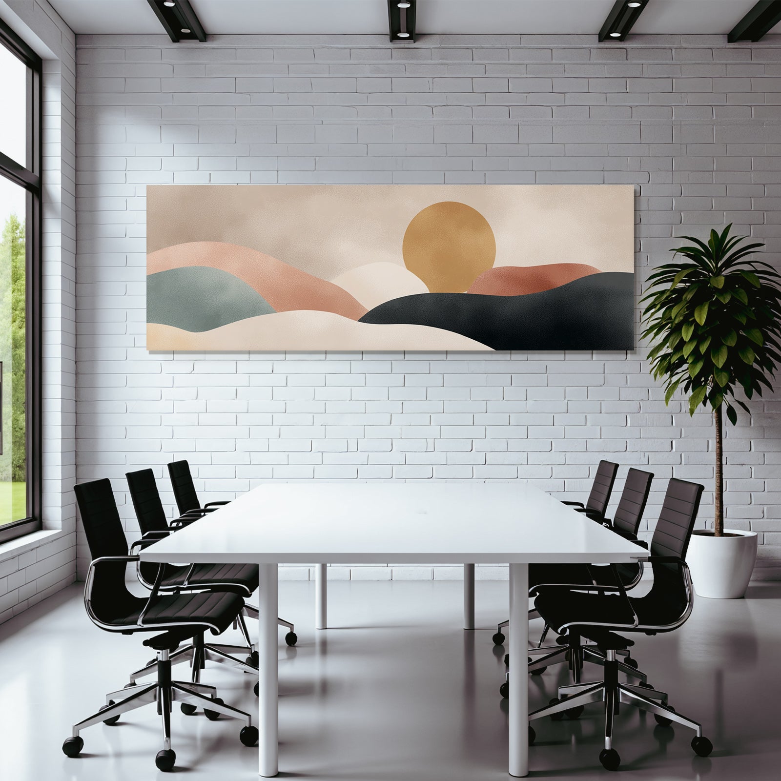 Abstract Landscape Rolling Hills and Sun