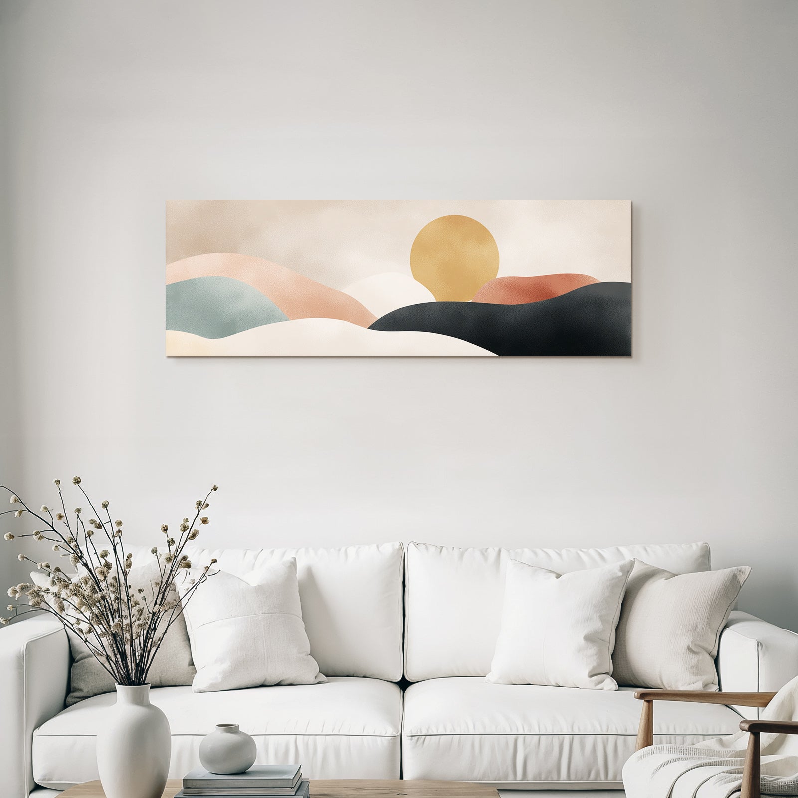 Abstract Landscape Rolling Hills and Sun