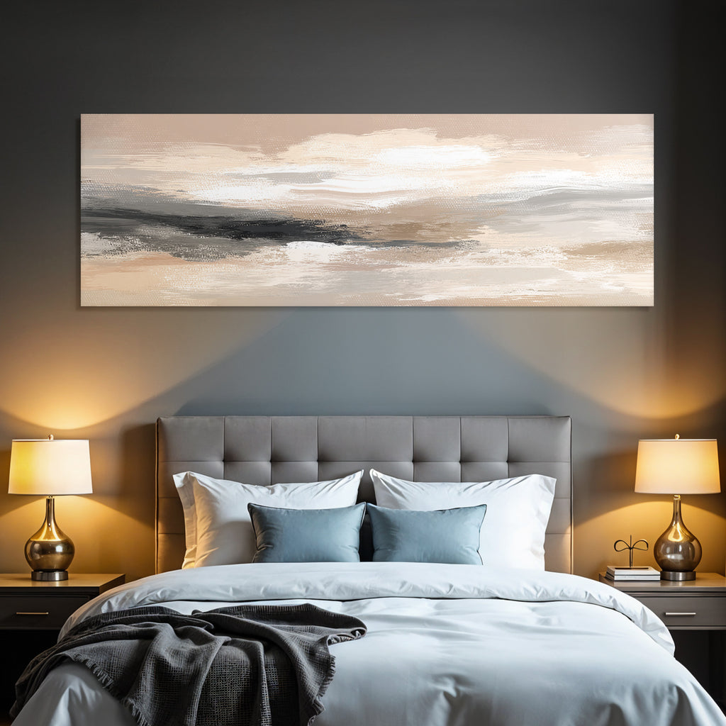 Abstrakte Malerei Sanfte Farben Neutrale Tones Beige Grau Weiss