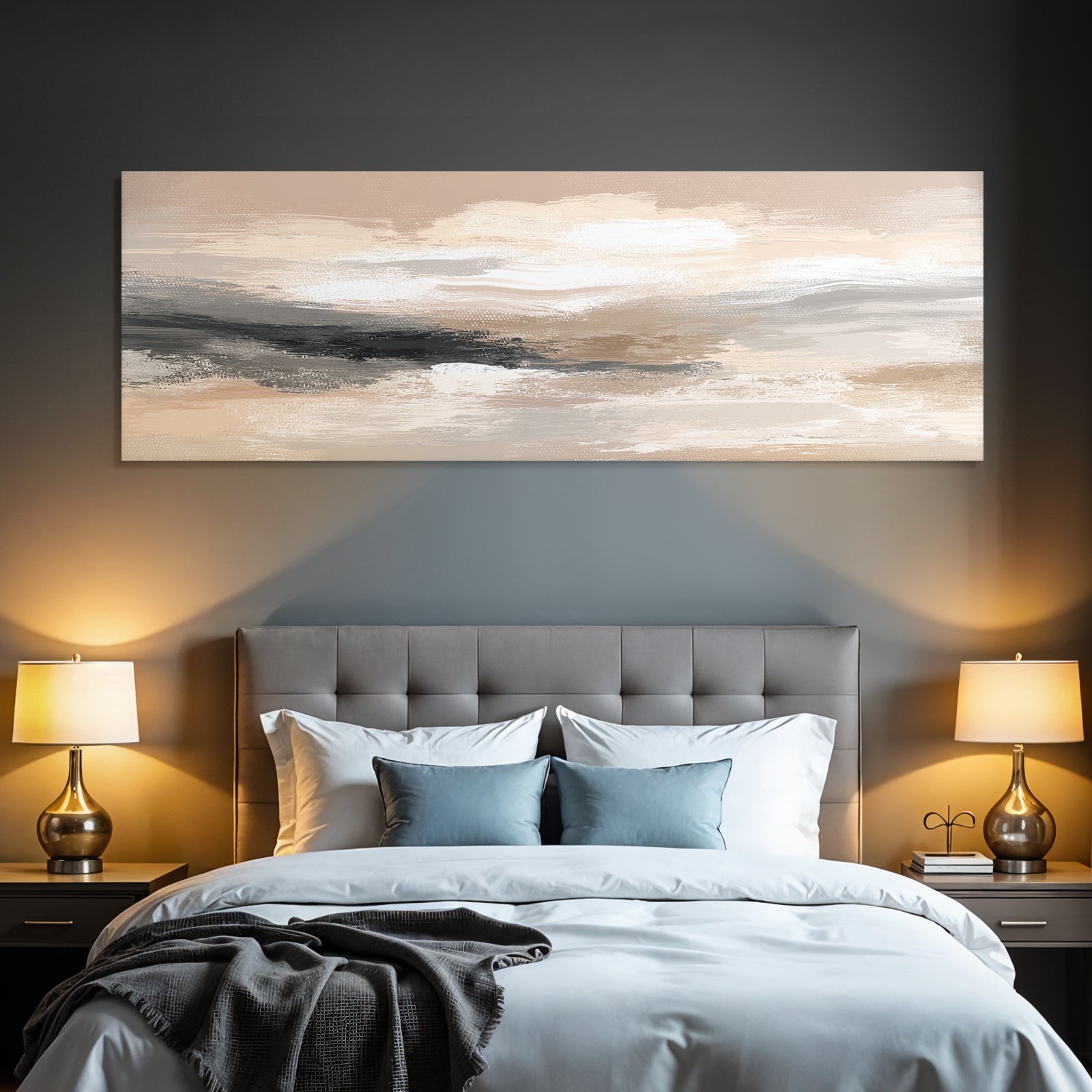 Abstract Painting Soft Colors Neutral Tones Beige Gray White