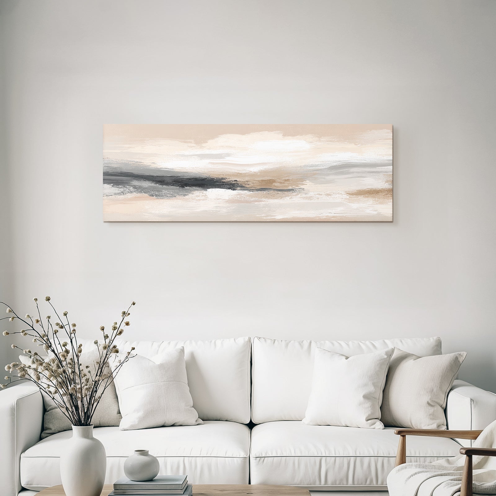 Abstract Painting Soft Colors Neutral Tones Beige Gray White