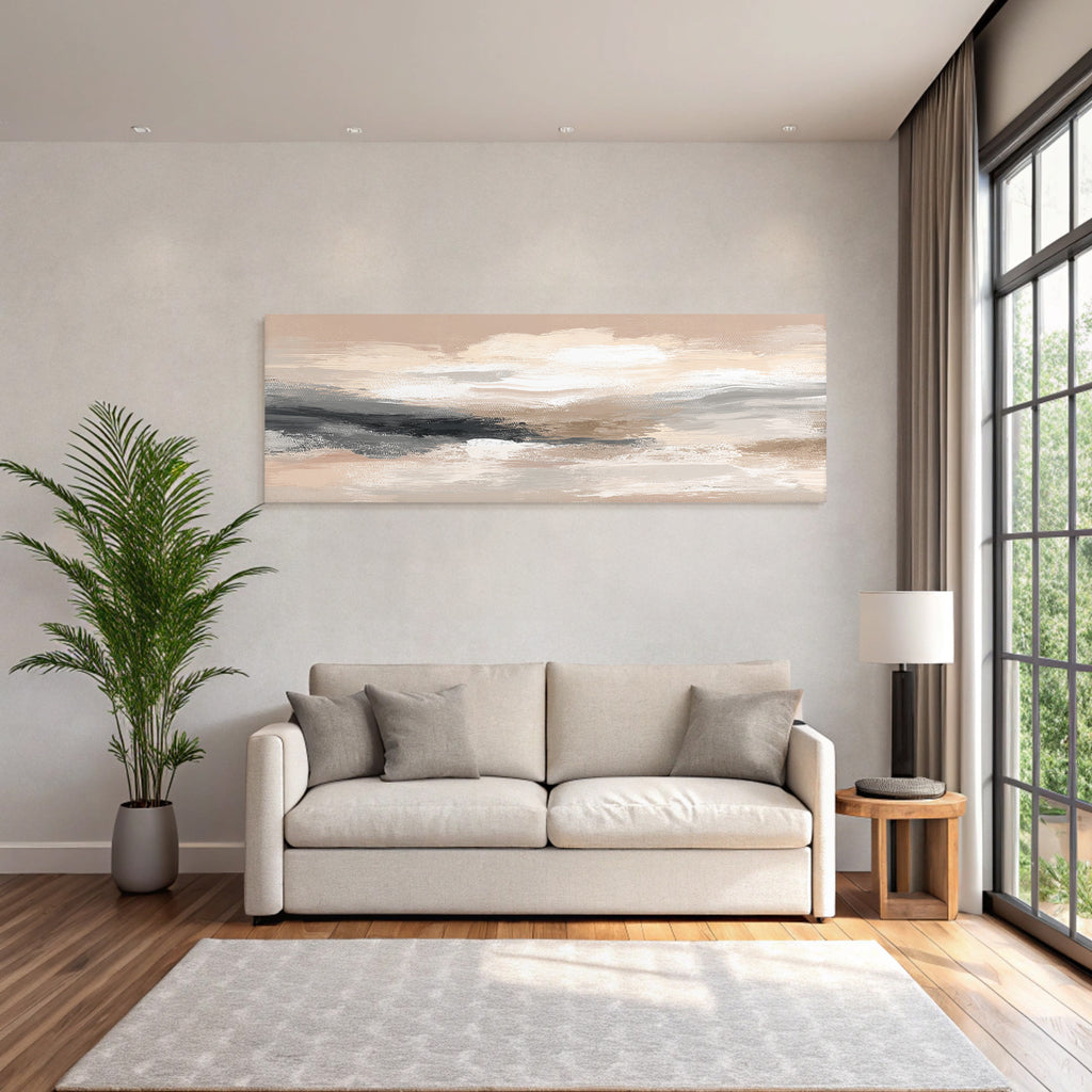 Abstrakte Malerei Sanfte Farben Neutrale Tones Beige Grau Weiss
