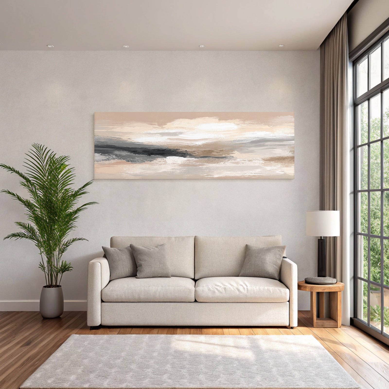 Abstract Painting Soft Colors Neutral Tones Beige Gray White