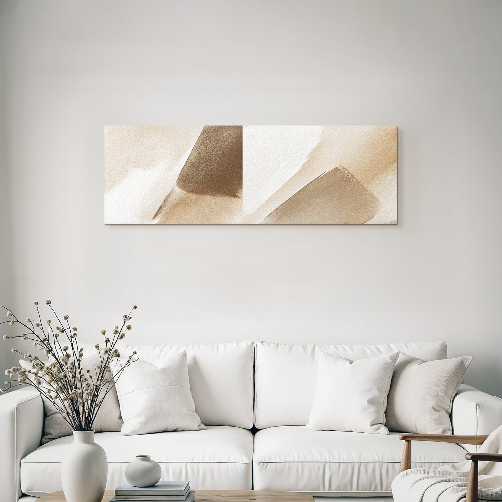 Abstract watercolor design beige tones brown