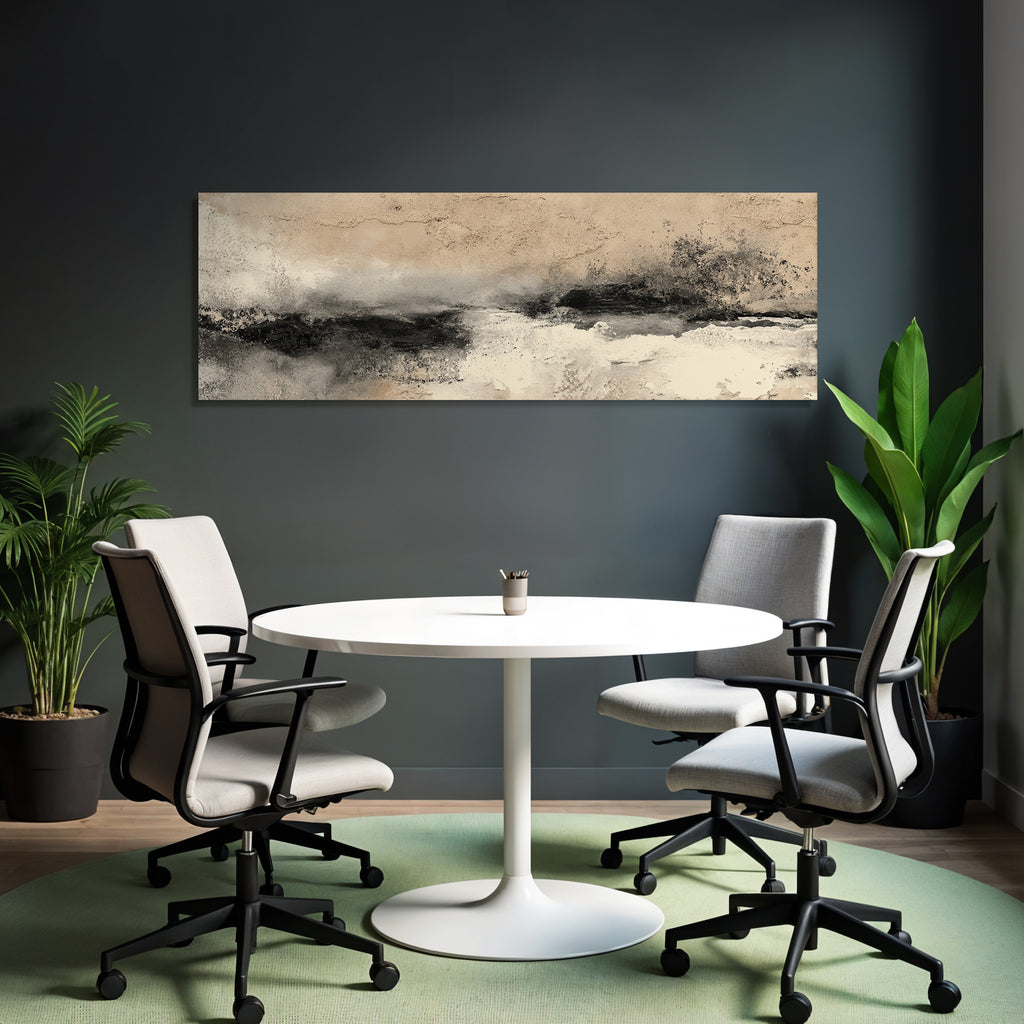 Abstraktes Bild In Beige Schwarz Und Weiss
