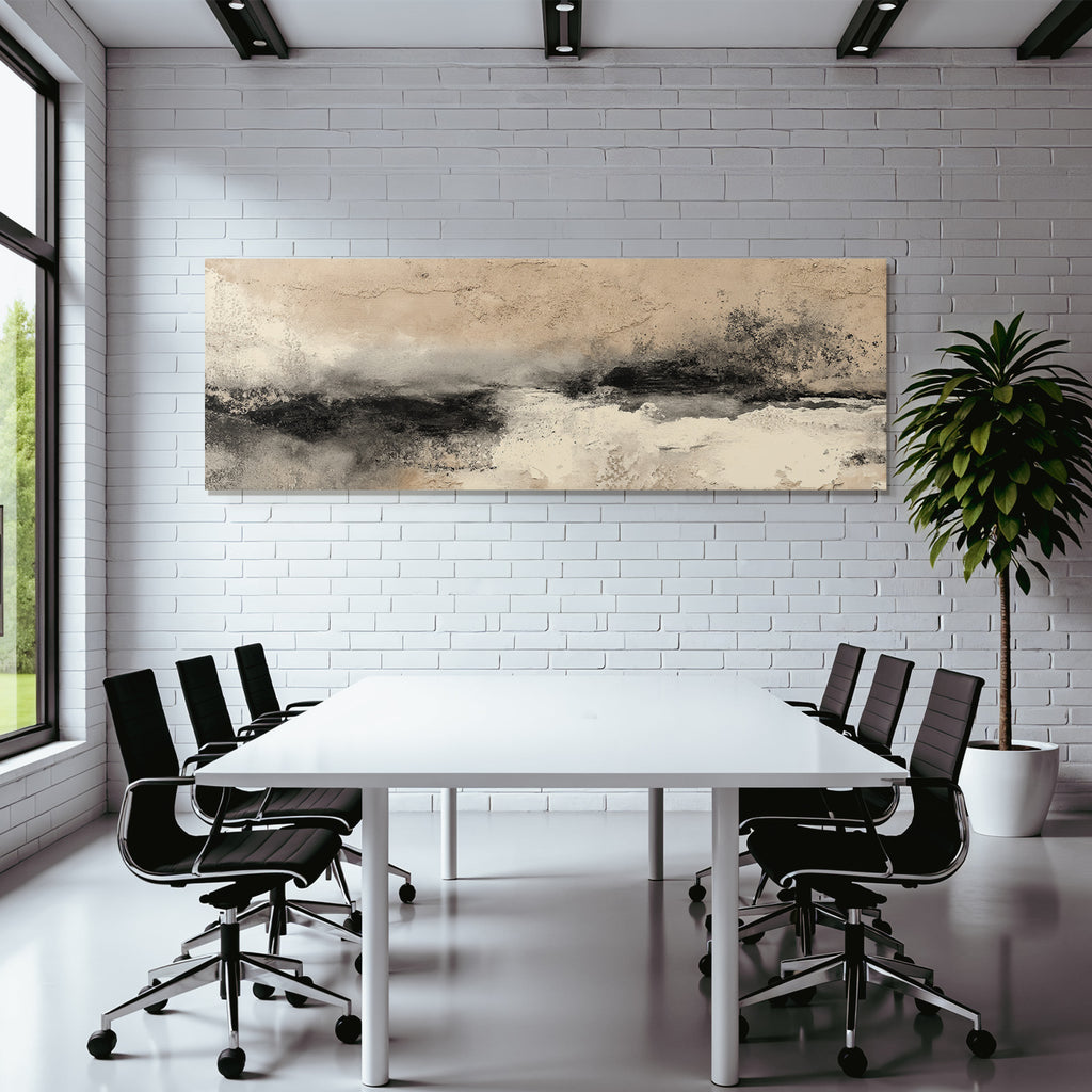 Abstraktes Bild In Beige Schwarz Und Weiss