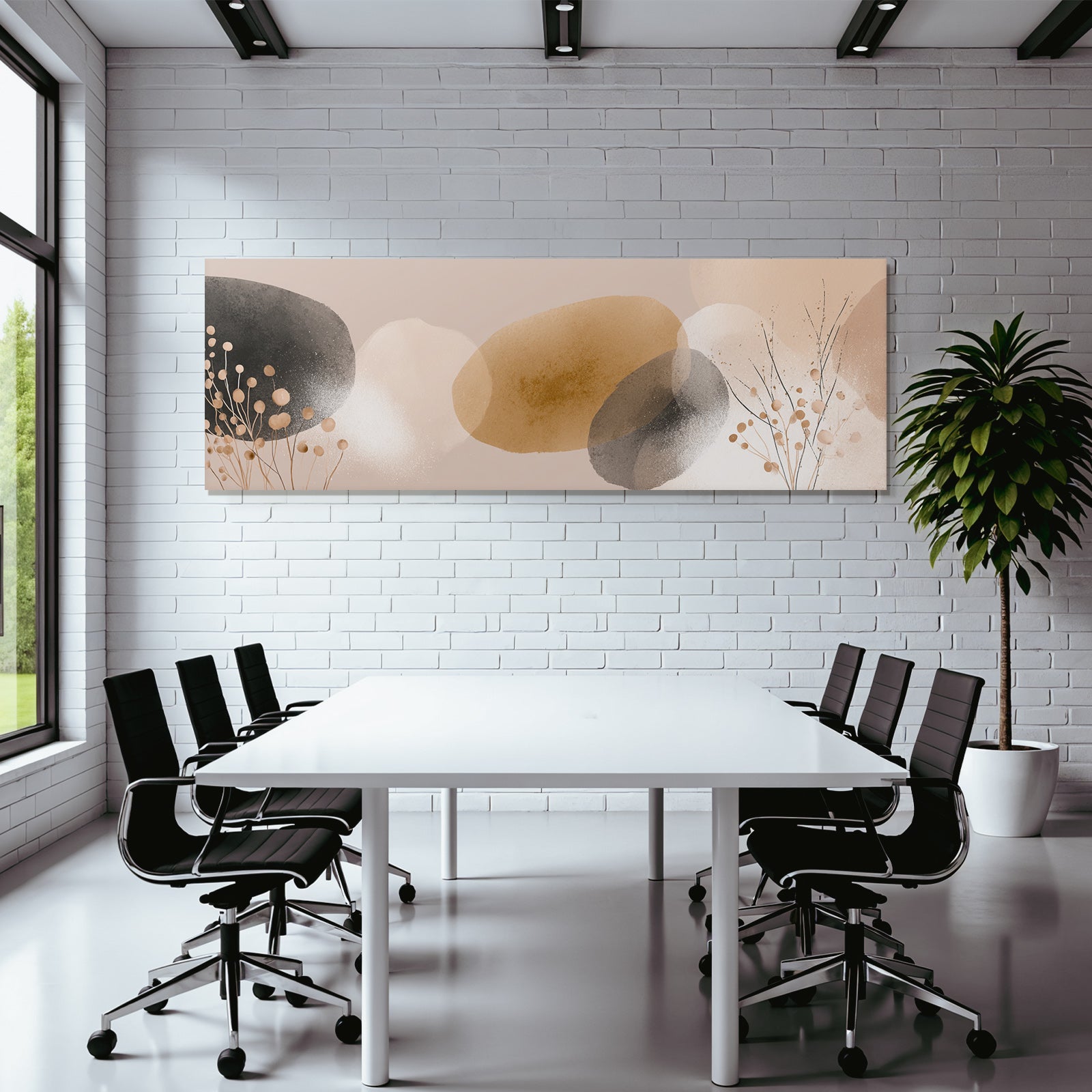 Abstract Design Earth Tones With Branches And Dots