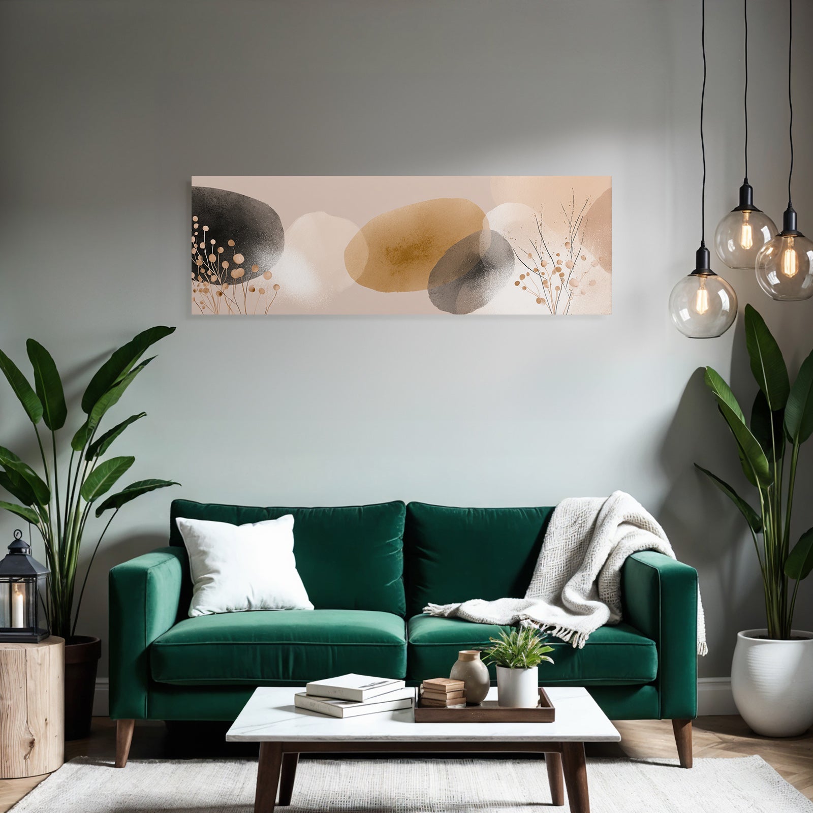 Abstract Design Earth Tones With Branches And Dots