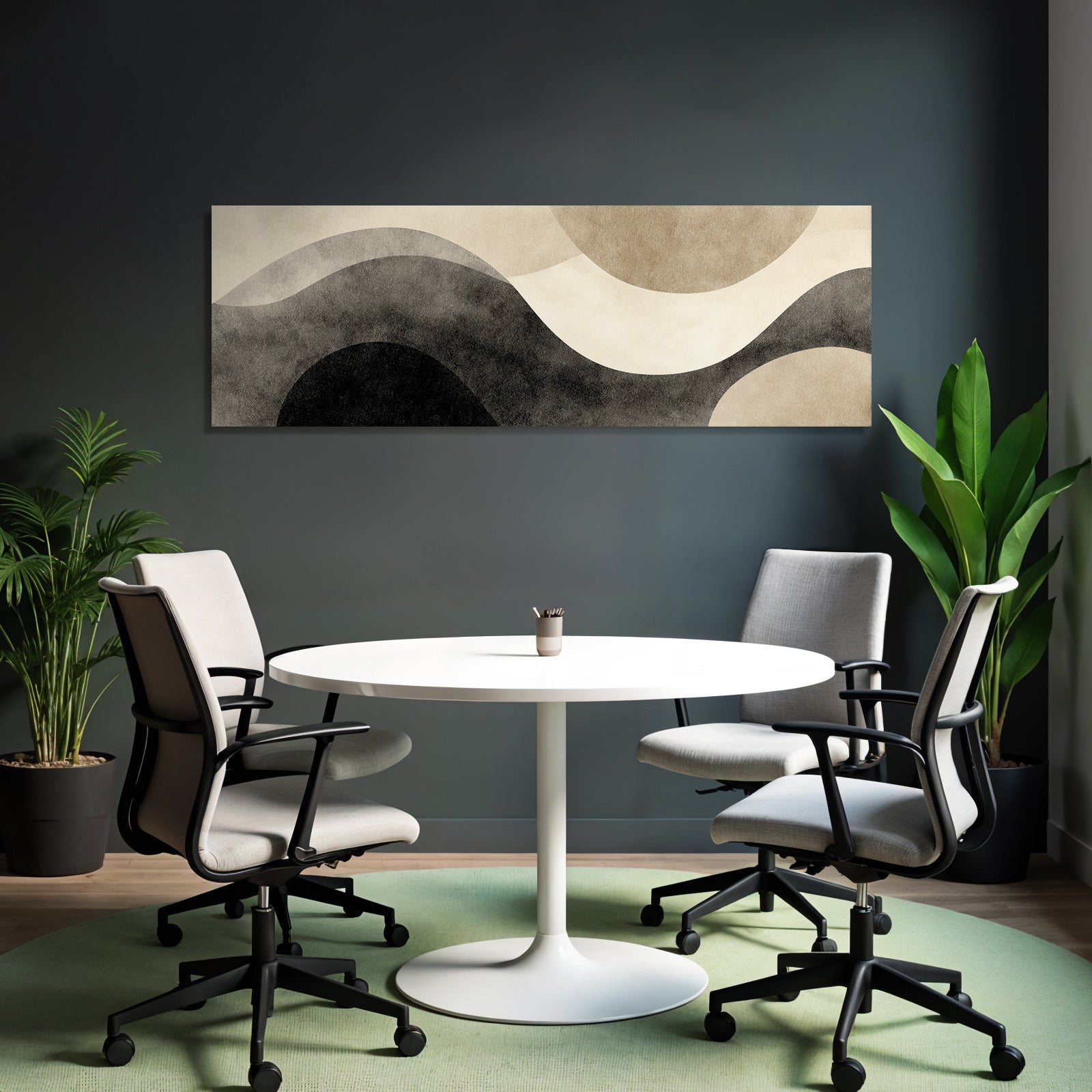 Abstraktes Design Fluide Formen In Beige Schwarz Grau