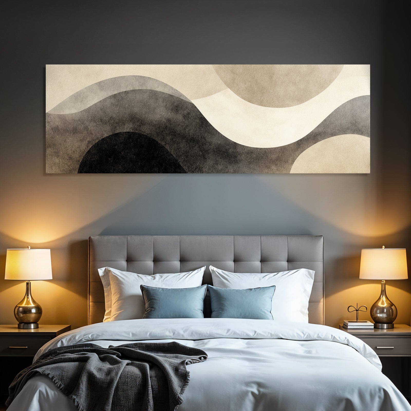 Abstraktes Design Fluide Formen In Beige Schwarz Grau