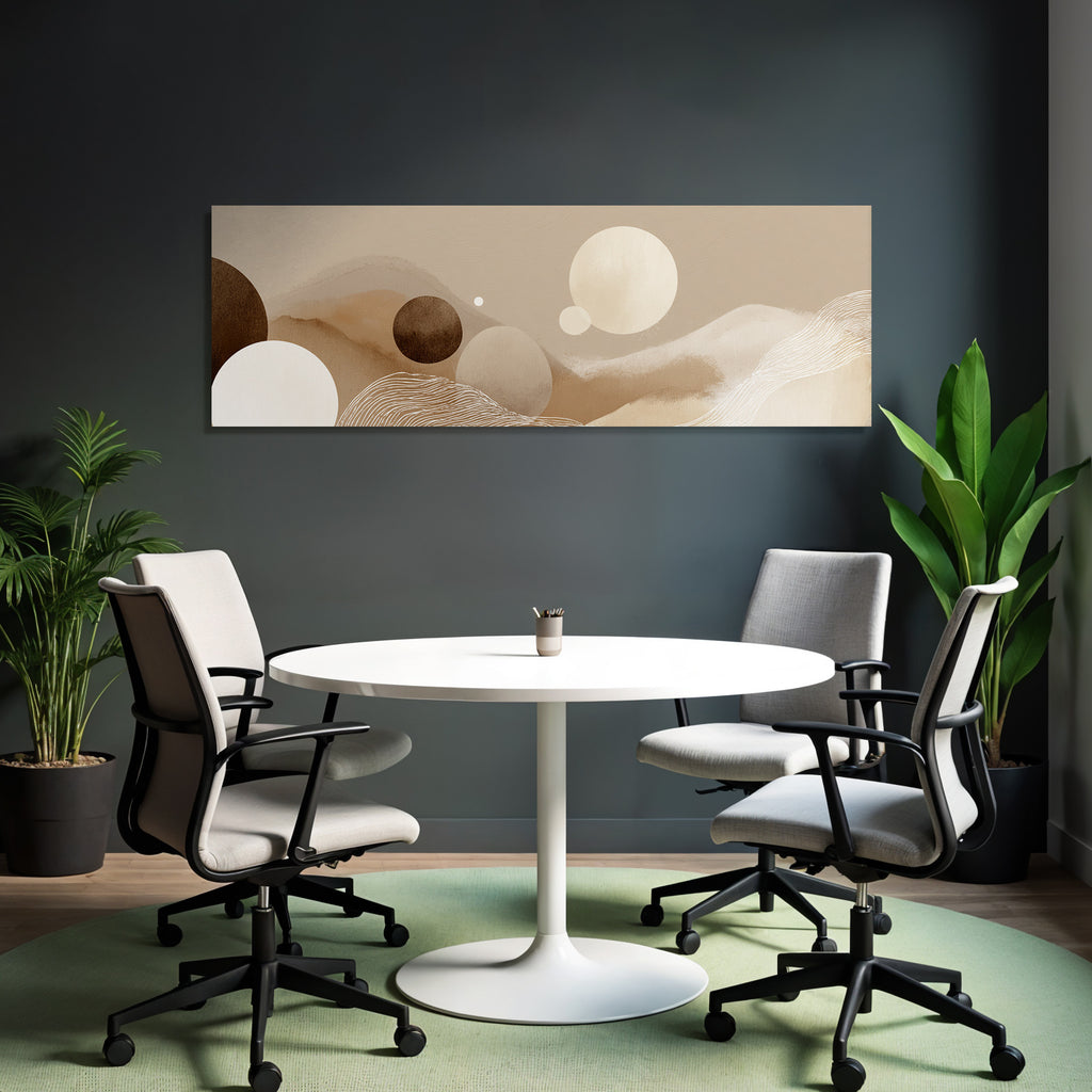 Abstraktes Design Mit Kreisen Und Wellen Neutrale Farben