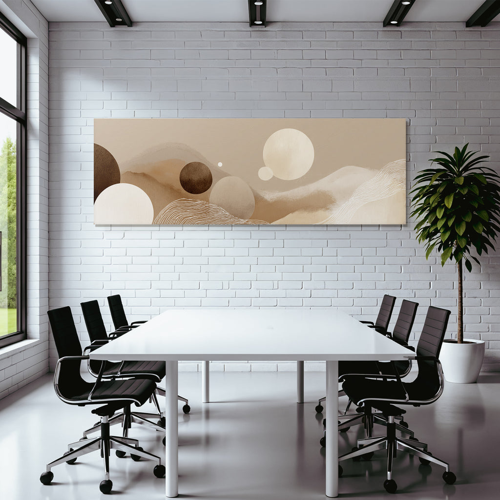 Abstraktes Design Mit Kreisen Und Wellen Neutrale Farben