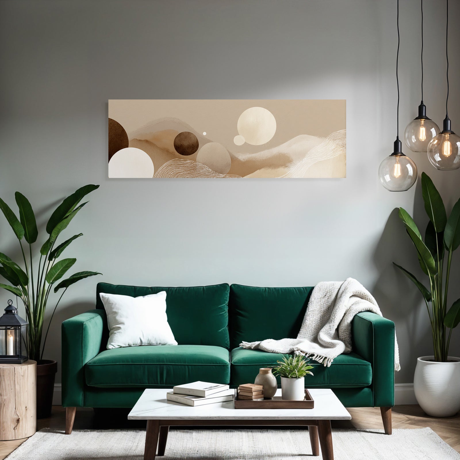 Abstract design with circles and waves, neutral colors