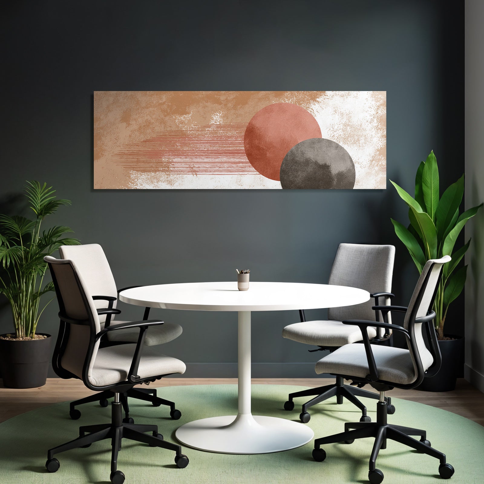 Abstract design round shapes colors background beige terracotta gray