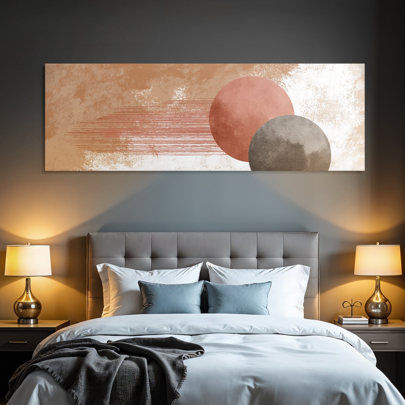 Abstract design round shapes colors background beige terracotta gray