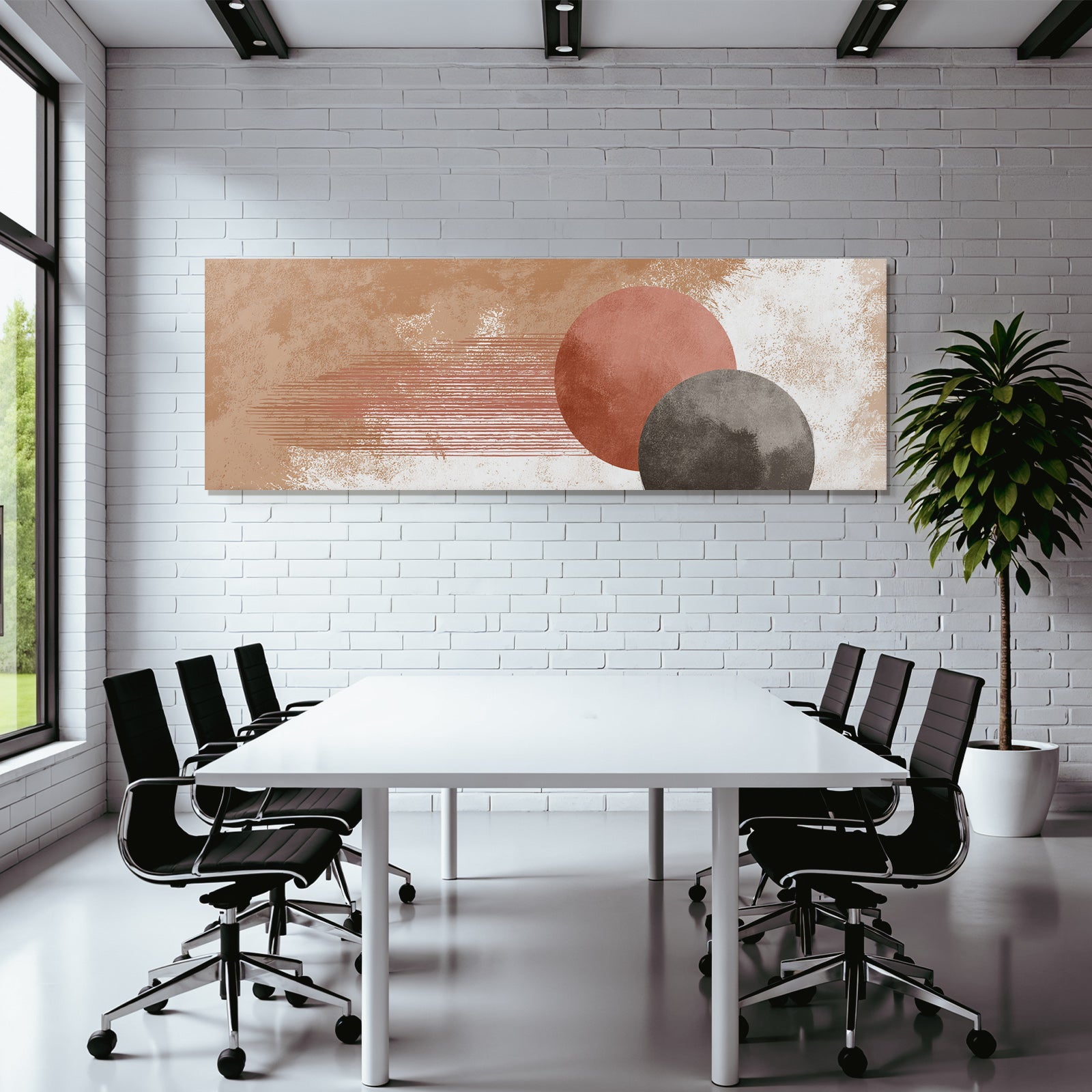 Abstract design round shapes colors background beige terracotta gray