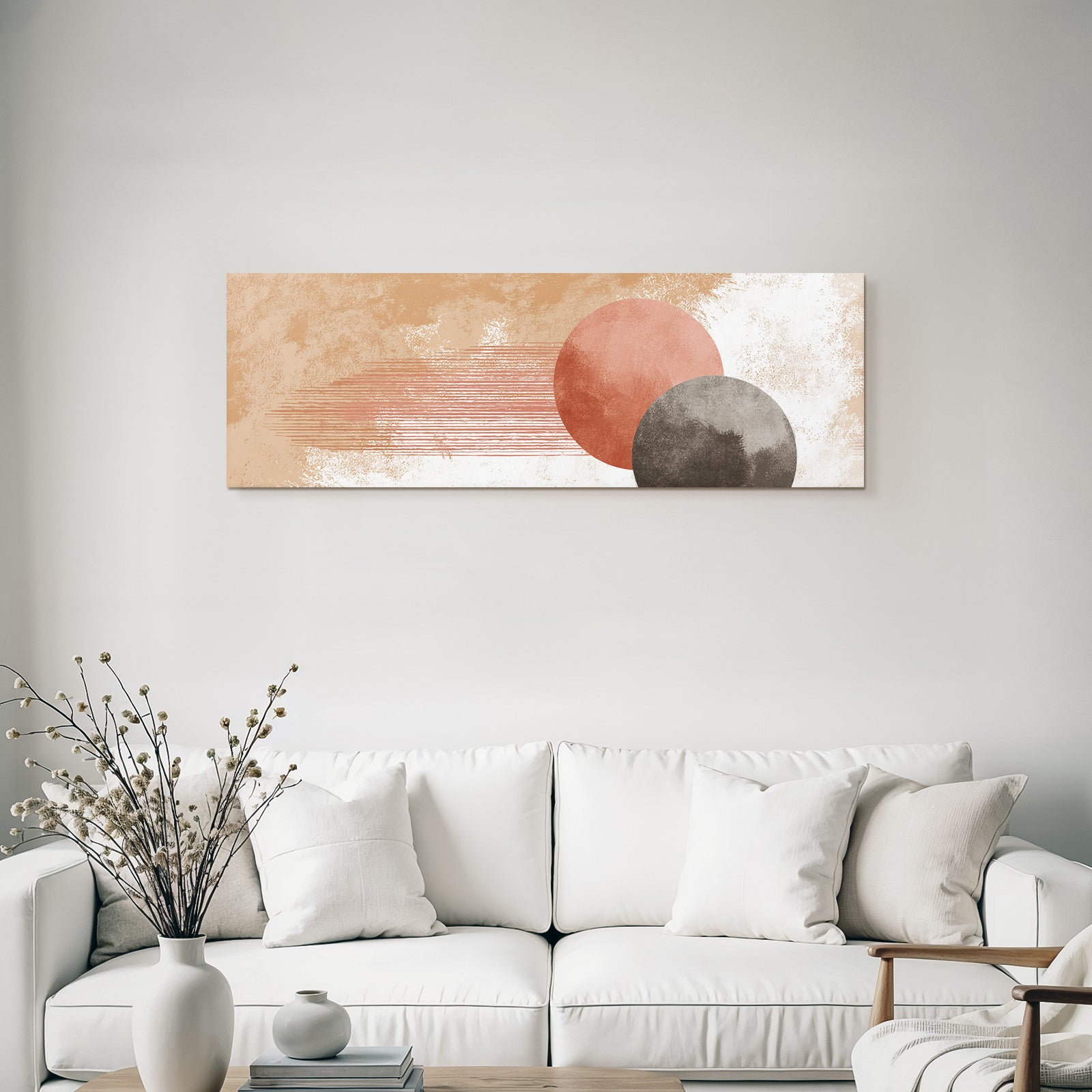 Abstract design round shapes colors background beige terracotta gray