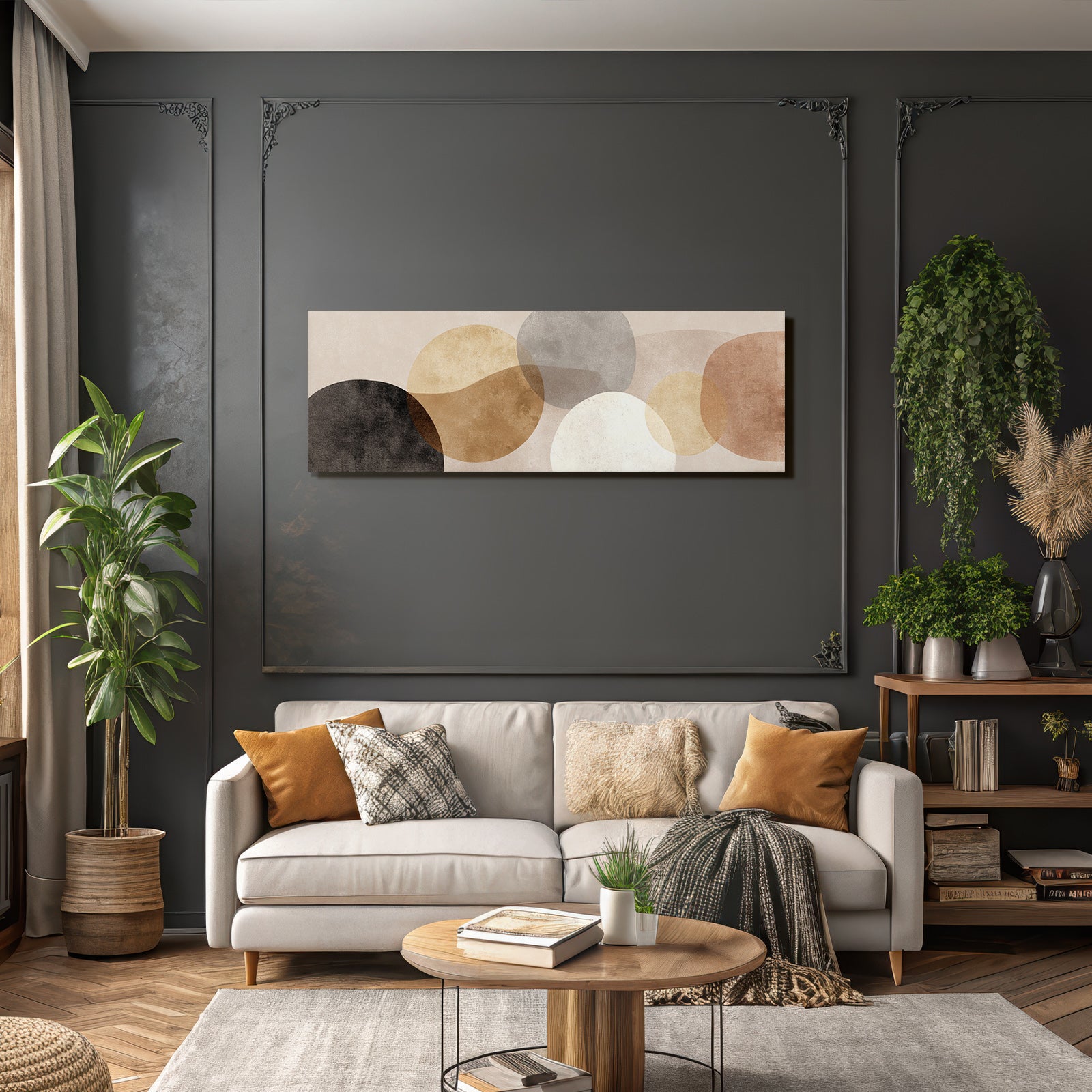Abstract design Overlapping shapes Warm neutral tones