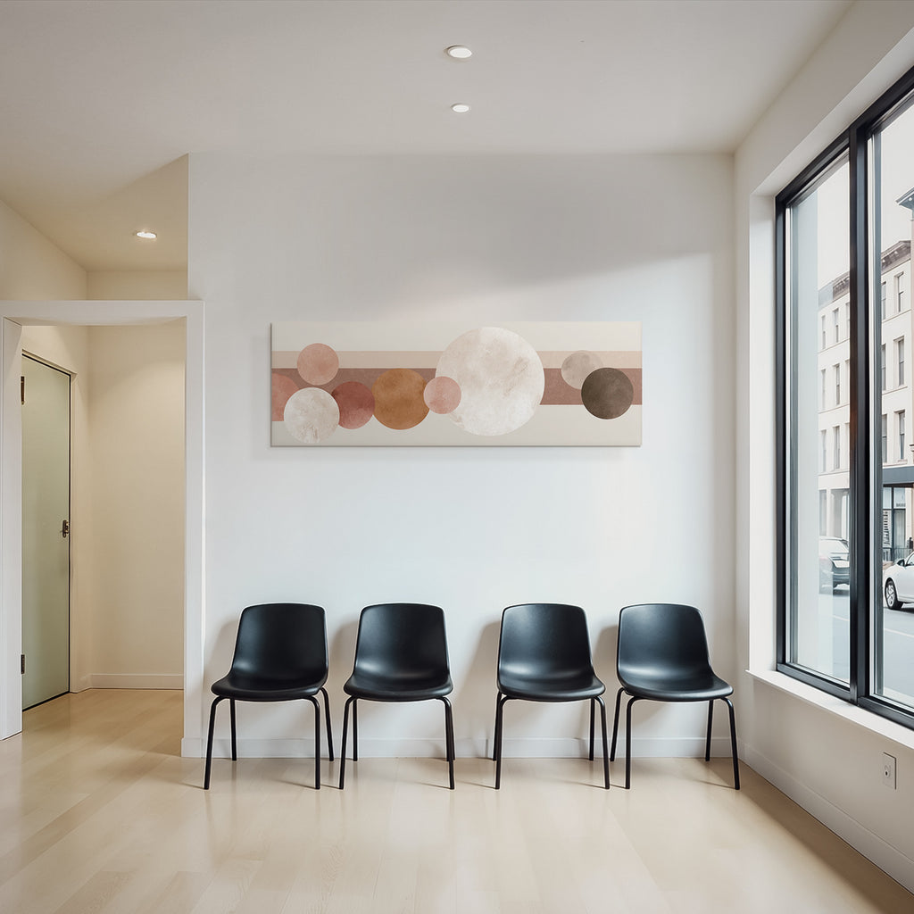 Abstraktes Design Verschiedene Kreise Und Horizontale Streifen