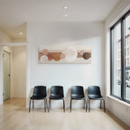 Abstraktes Design Verschiedene Kreise Und Horizontale Streifen