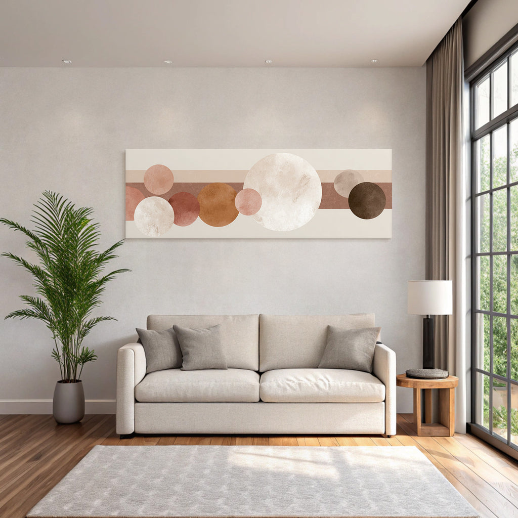 Abstraktes Design Verschiedene Kreise Und Horizontale Streifen