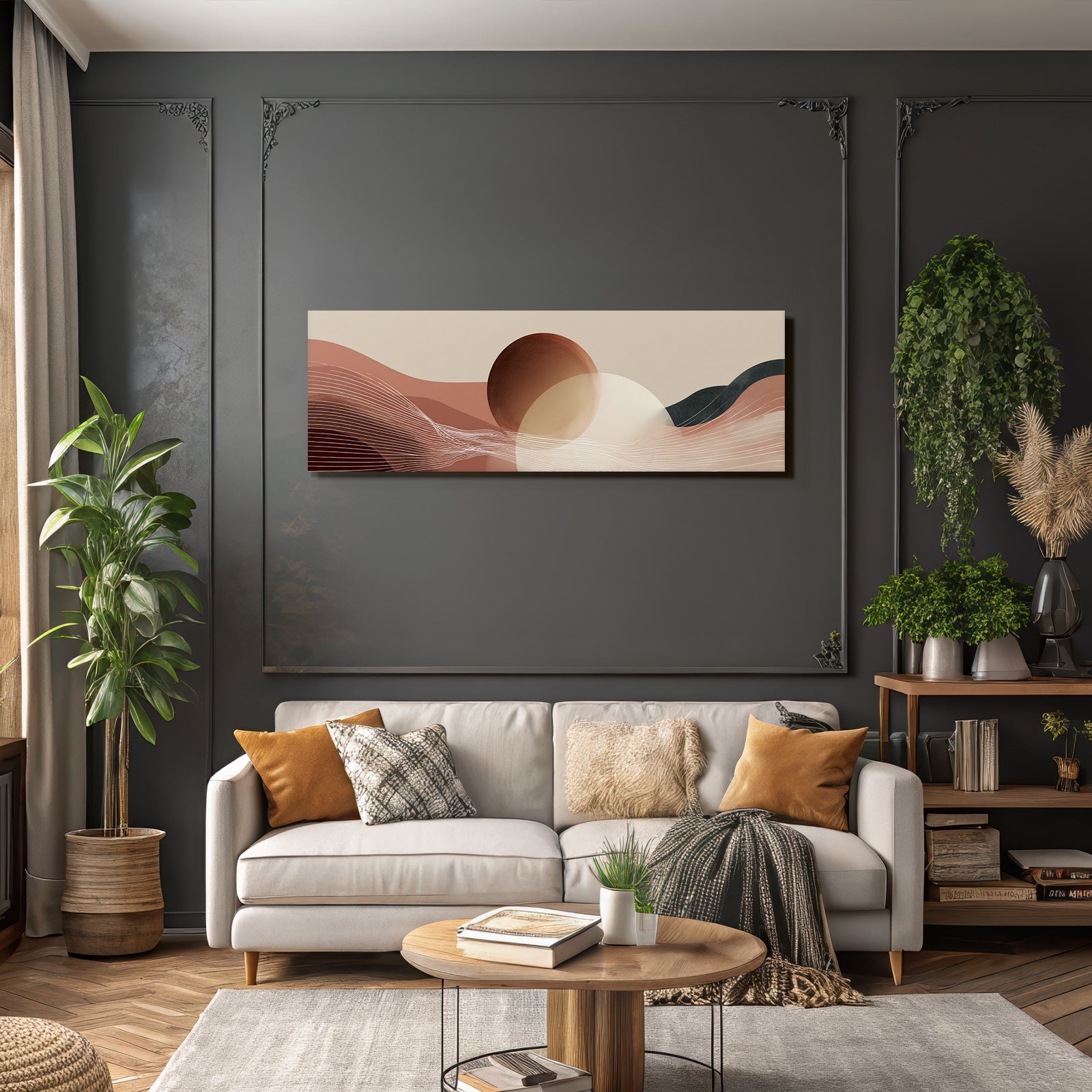Abstract design warm colors lines shapes