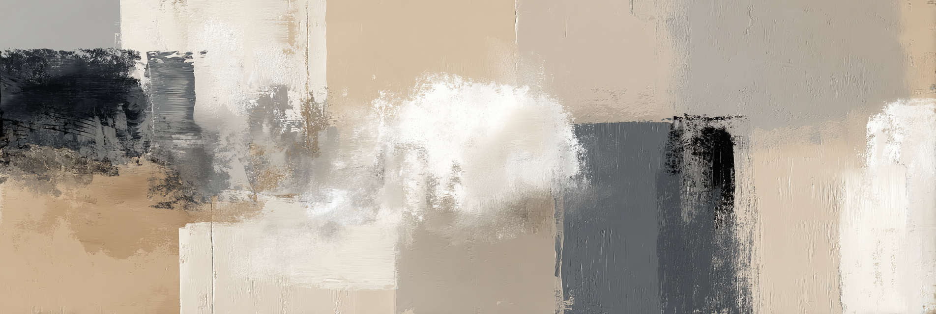 Abstraktes Gemaelde Beige Grau Schwarz Weiss | Japandi | Einrichtungsstile
