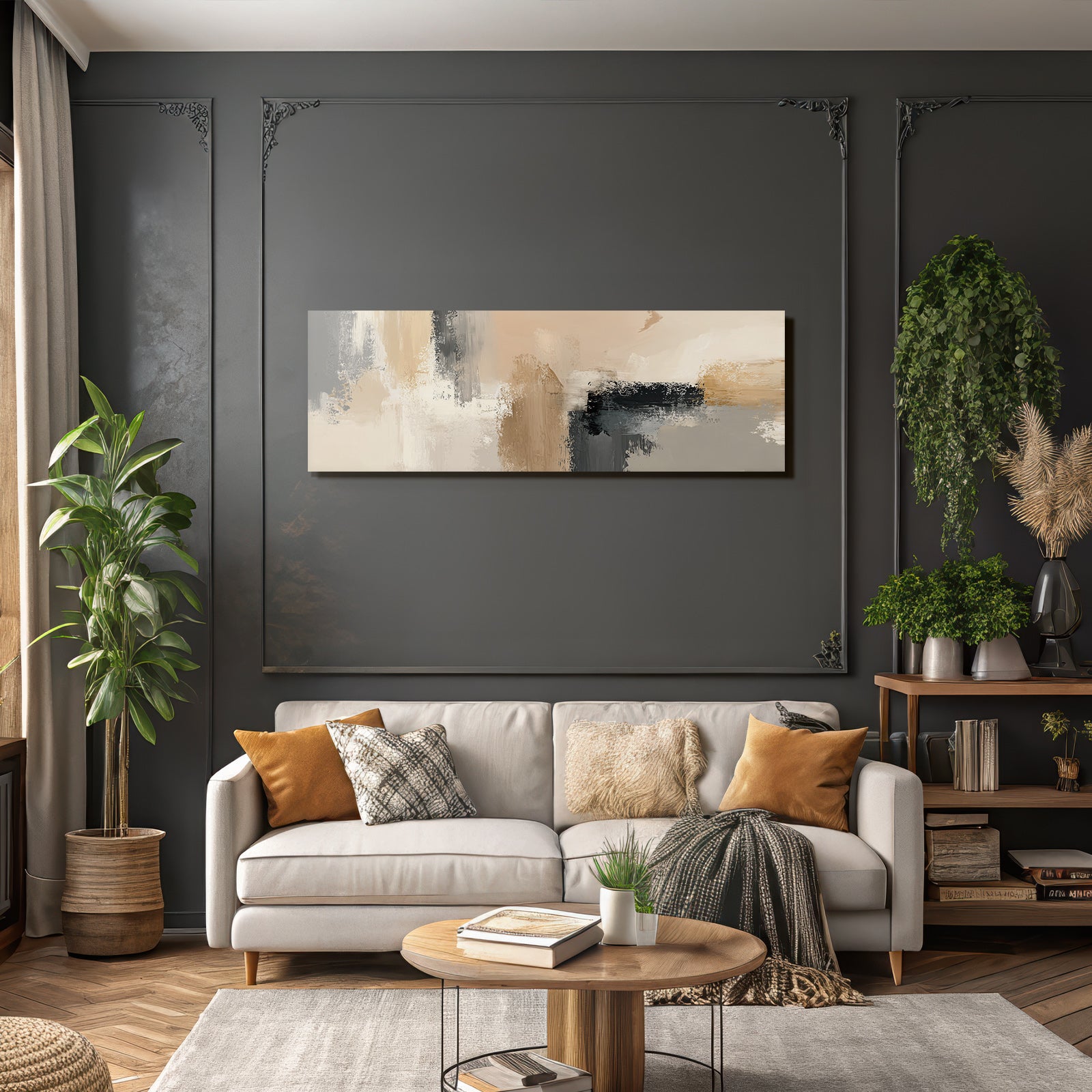 Abstract Painting Beige Gray and Black Digital Art