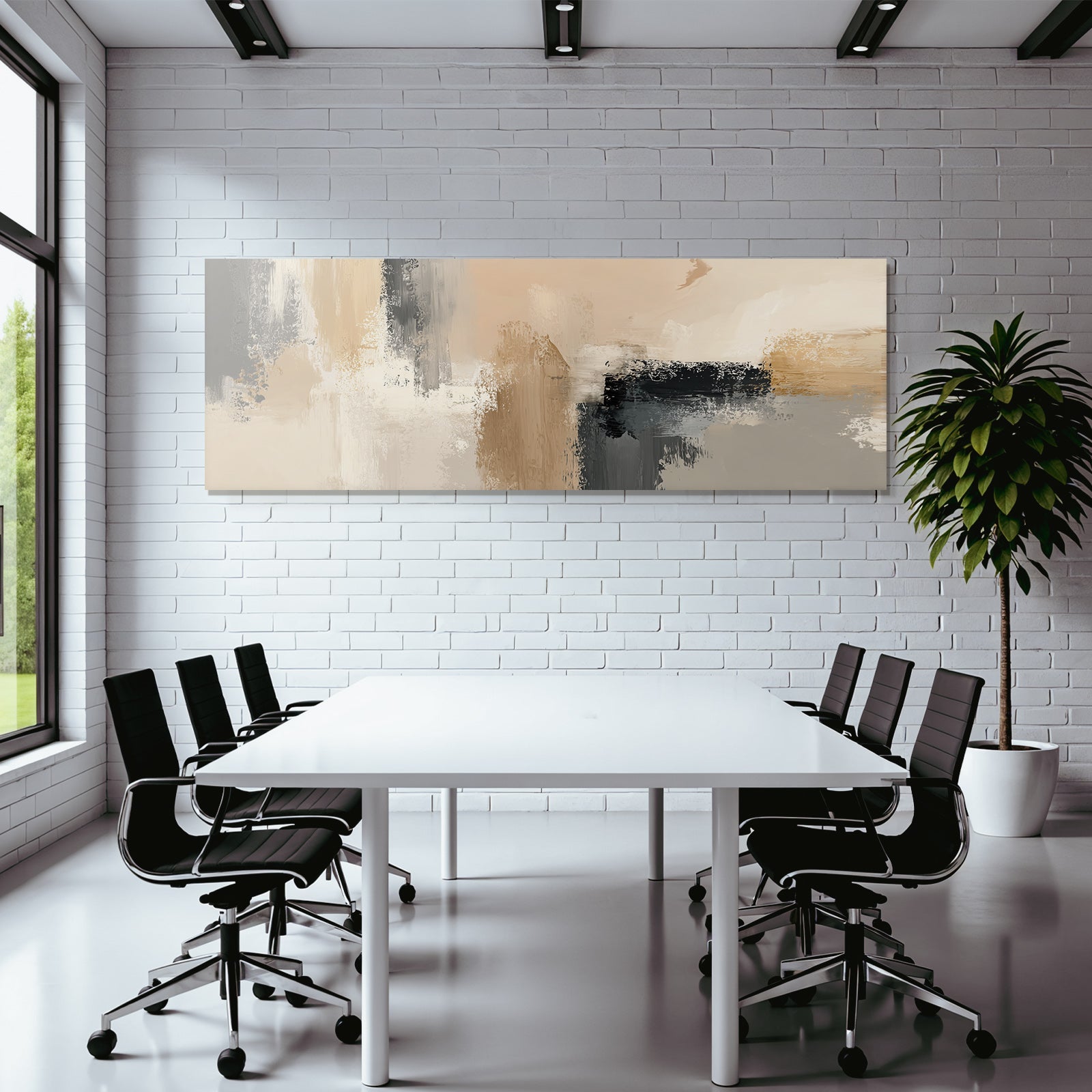 Abstract Painting Beige Gray and Black Digital Art