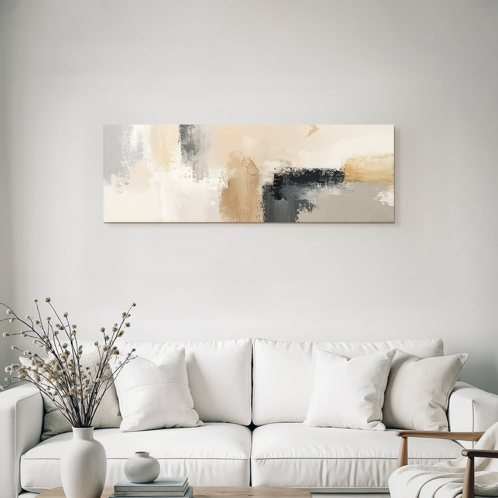 Abstract Painting Beige Gray and Black Digital Art
