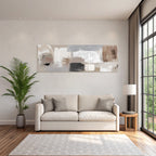 Abstraktes Gemaelde In Beige Grau Weiss Braun