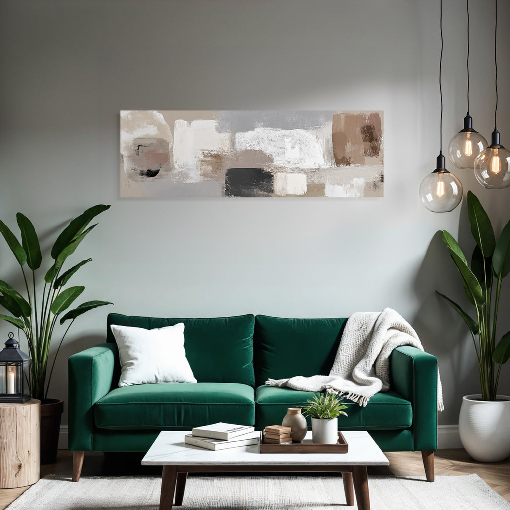 Abstraktes Gemaelde In Beige Grau Weiss Braun