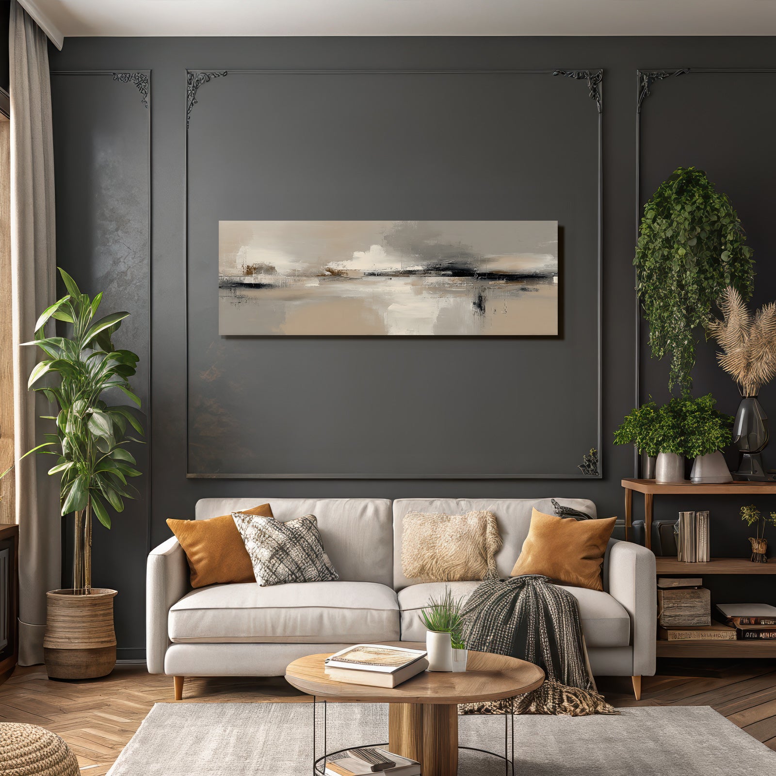 Abstract Painting Neutral Tones Textured Layered Visual