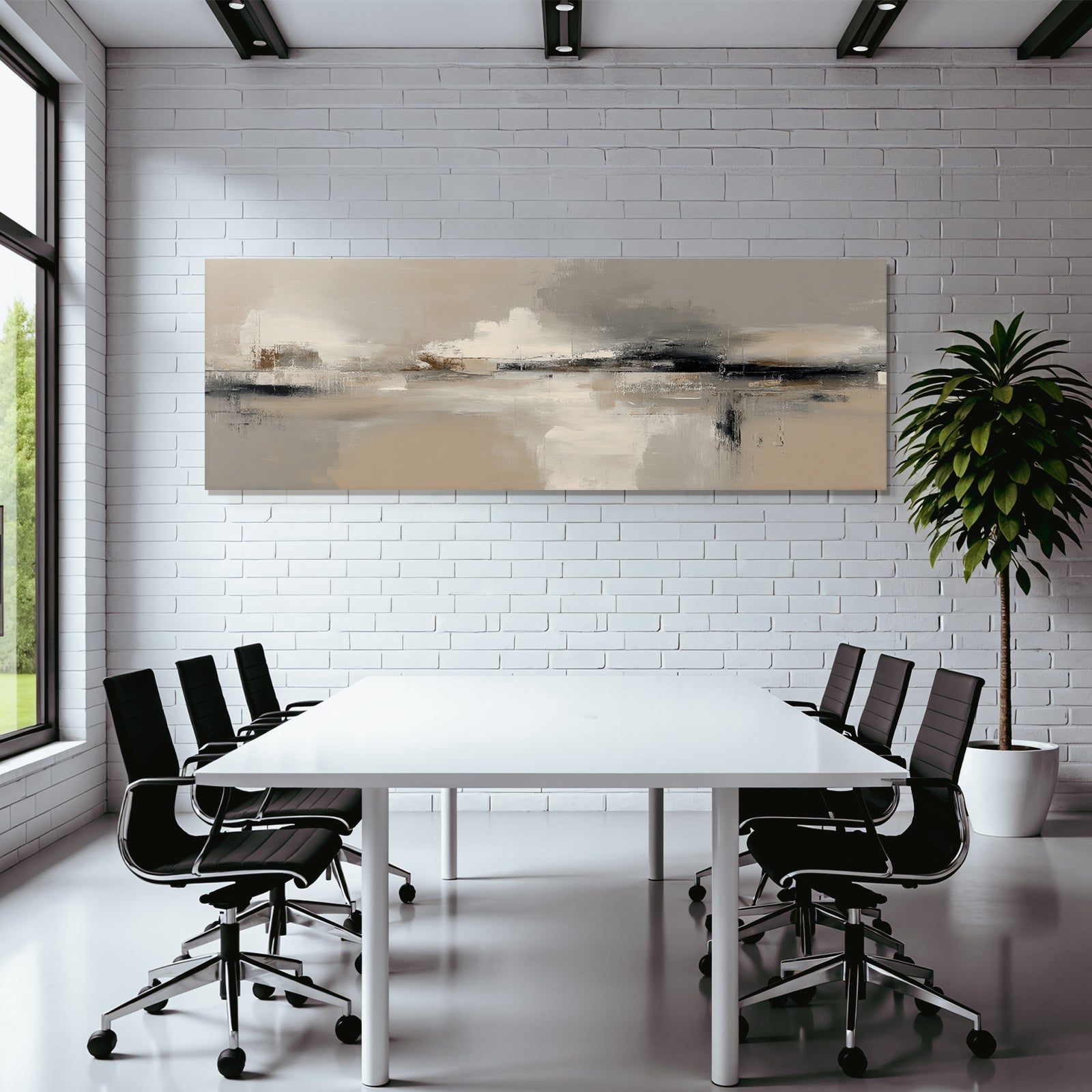 Abstract Painting Neutral Tones Textured Layered Visual