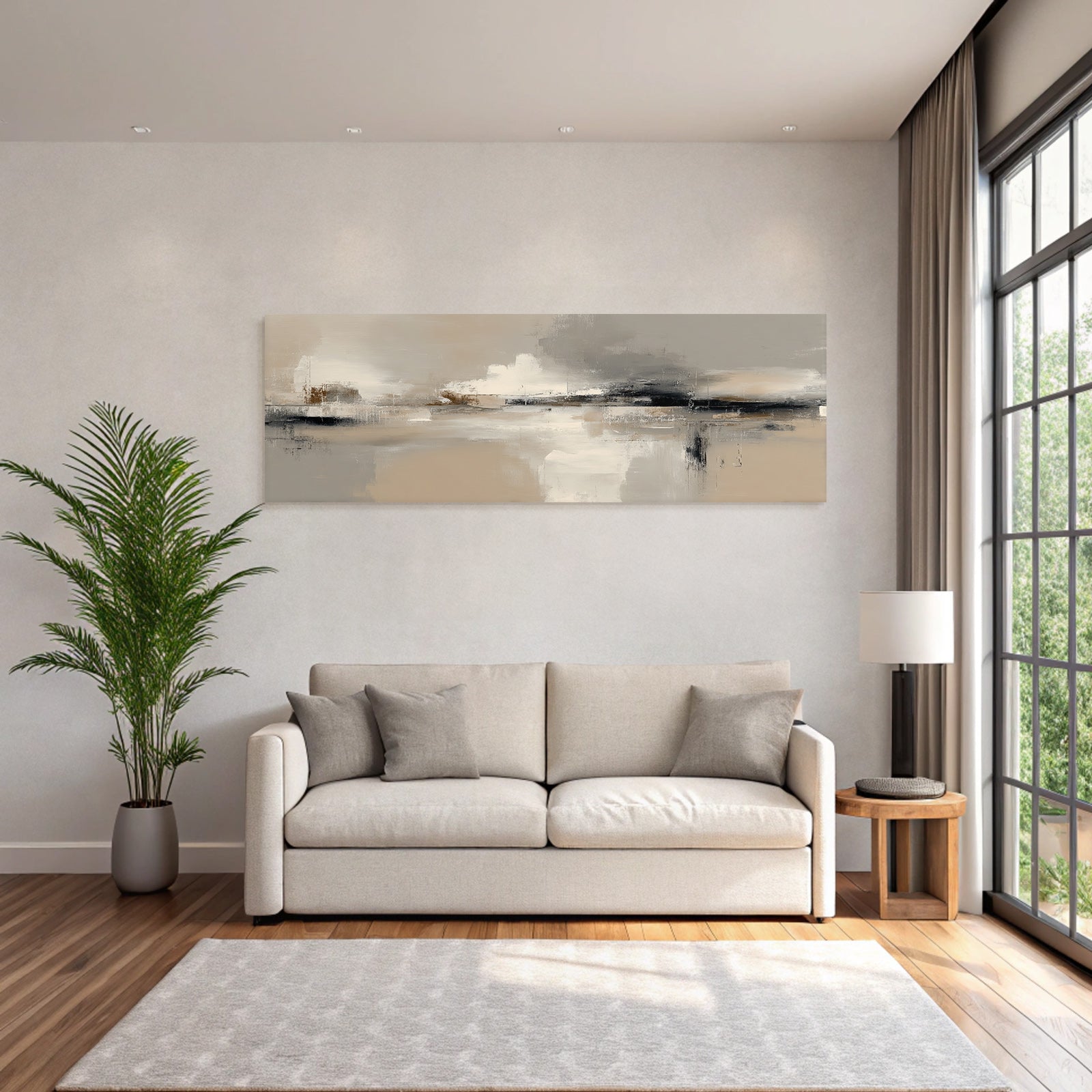 Abstract Painting Neutral Tones Textured Layered Visual